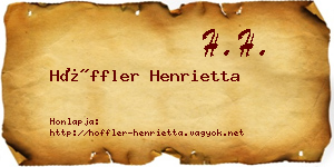 Höffler Henrietta névjegykártya